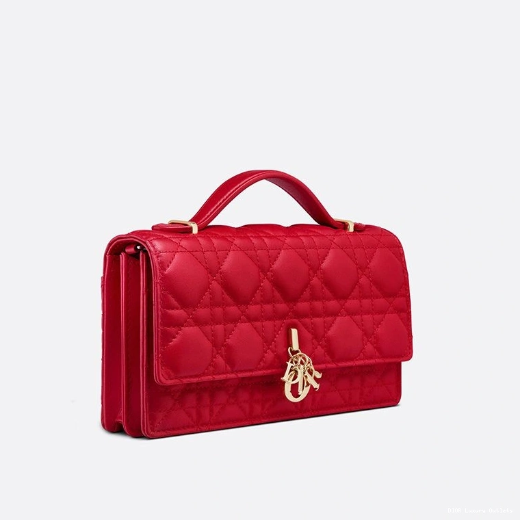 Cheap Red Cannage Miss Bag Lambskin Handle Mini Top Dior 0723 Luxury